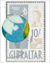 Gibraltar 1960 10s Yellow & Blue SG172 Stamp Error