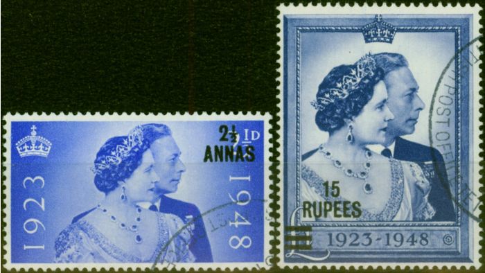 B.P.A in Eastern Arabia 1948 RSW Set of 2 SG25-26 V.F.U King George VI (1936-1952) Collectible Royal Silver Wedding Stamp Sets