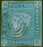 Valuable Postage Stamp from Mauritius 1859 2d Blue SG37 Early Impression Good Used Fresh Example CV £3750