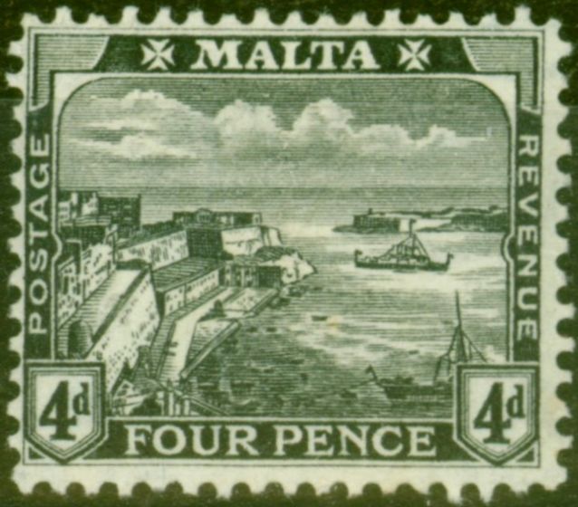 Valuable Postage Stamp from Malta 1915 4d Black SG79 Fine Mounted Mint