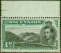 Old Postage Stamp from Ascension 1938 1d Black & Green SG39 Fine MNH