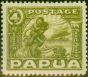 Collectible Postage Stamp Papua 1932 4d Olive-Green SG135 Fine VLMM