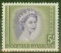 Old Postage Stamp from Rhodesia & Nyasaland 1954 5s Violet & Olive-Green SG13 V.F MNH