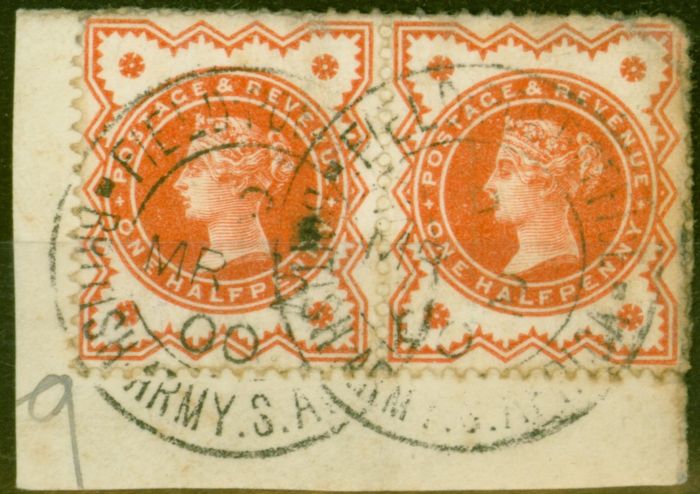 Collectible Postage Stamp from O.F.S British Army Field Office 1900 1/2d Vermilion SGZ3 Good Used Pair