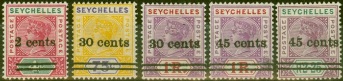 Valuable Postage Stamp from Seychelles 1902 Local Surch set of 5 SG41-45 Fine Lightly Mtd Mint