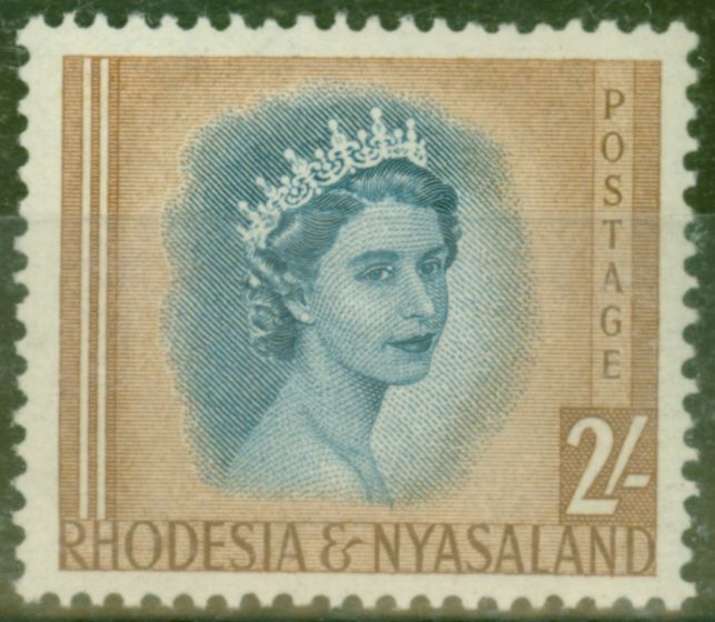 Valuable Postage Stamp from Rhodesia & Nyasaland 1954 2s Dp Blue & Yellow-Brown SG11 V.F MNH