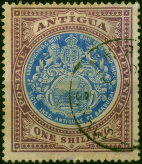 Antigua 1903 1s Blue & Dull Purple SG37 Good Used 1 King Edward VII (1902-1910) Collectible Stamps