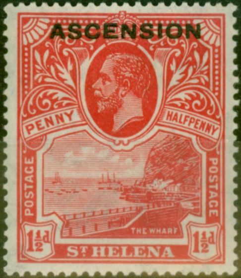 Collectible Postage Stamp from Ascension 1922 1 1/2d Rose-Scarlet SG3 V.F MNH