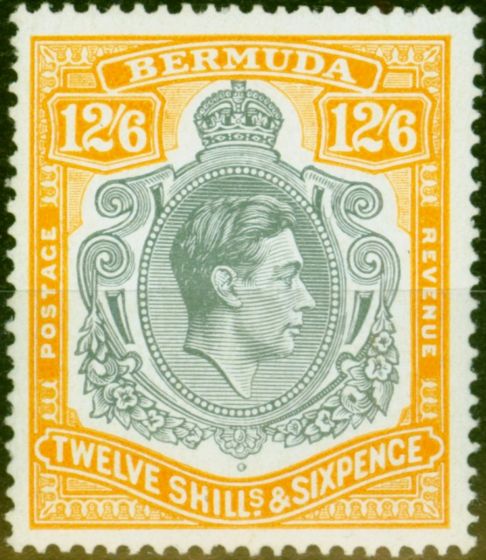 Valuable Postage Stamp Bermuda 1944 12s6d Grey & Pale Orange SG120c V.F MNH