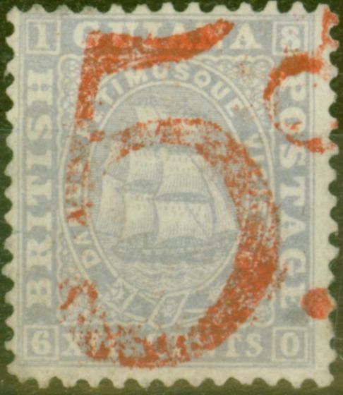 Rare Postage Stamp from British Guiana 1860 5d in Red on 12c Lilac Postage Payable by Colony to Great Brtain For Overseas Letters Fine & Fresh Mtd Mint