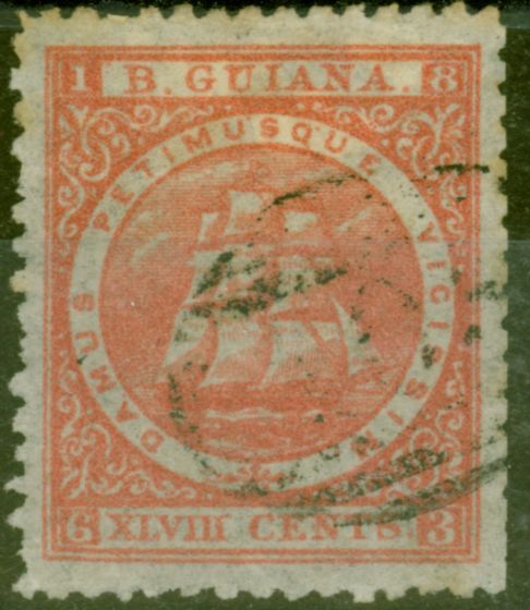 Rare Postage Stamp from British Guiana 1863 48c Dp Red SG83 Fine Used