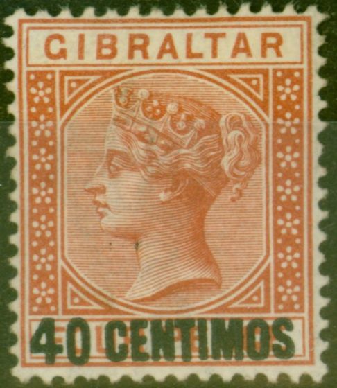 Valuable Postage Stamp from Gibraltar 1889 40c on 4d Orange-Brown SG19 Fine Mtd Mint