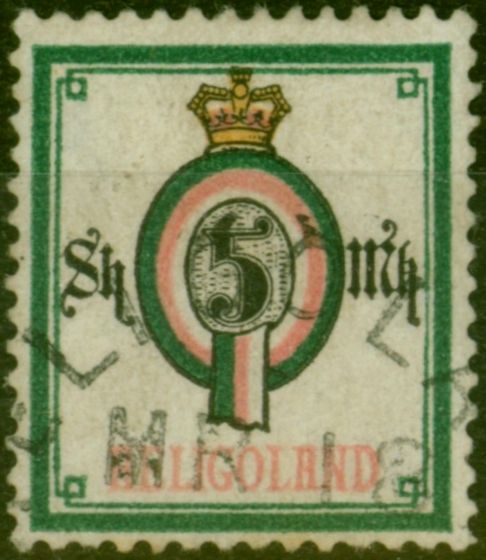 Valuable Postage Stamp Heligoland 1889 1m Deep Green Rose & Black SG18b Fine Used