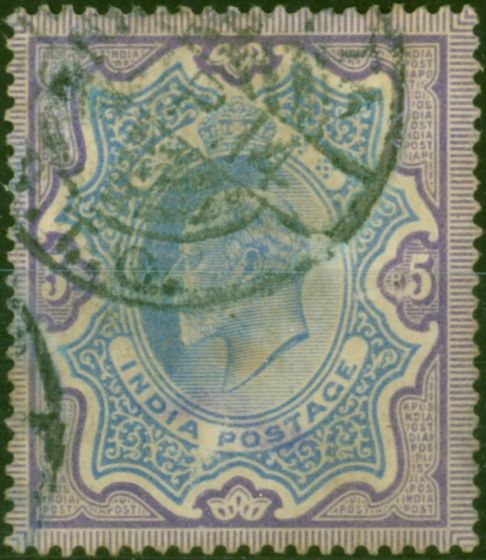 India 1904 5R Ultramarine & Violet SG142 Average Used  King Edward VII (1902-1910) Old Stamps