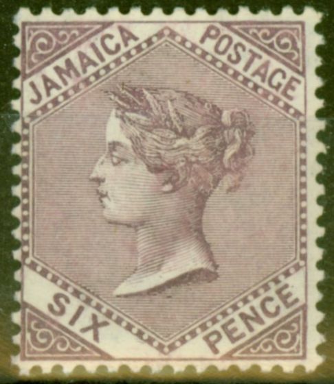 Rare Postage Stamp from Jamaica 1910 6d Purple SG52a V.F Lightly Mtd Mint