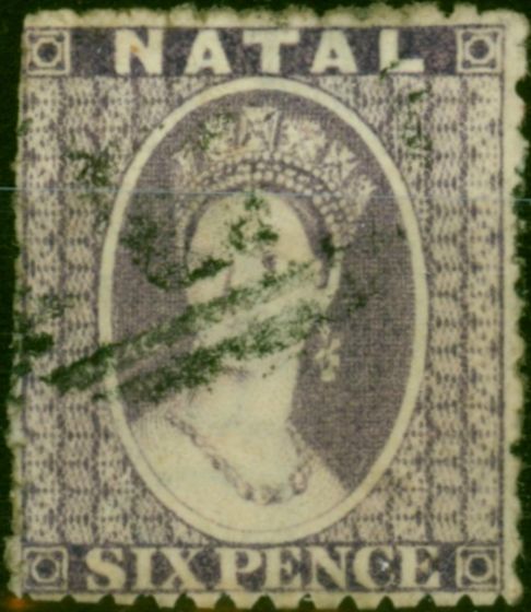 Old Postage Stamp Natal 1863 6d Violet SG24 Good Used (2)