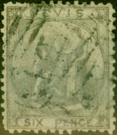 Rare Postage Stamp from Nevis 1862 6d Grey-Lilac SG3 Good Used (2)