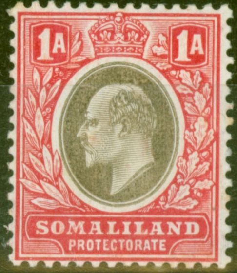 Rare Postage Stamp from Somaliland 1906 1a Grey-Black & Red SG46a Chalk Paper Fine Very Lightly Mtd Mint