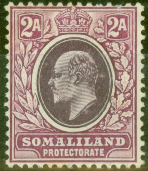 Collectible Postage Stamp from Somaliland 1909 2a Dull & Brt Purple SG47a Chalk Paper Fine Mtd Mint