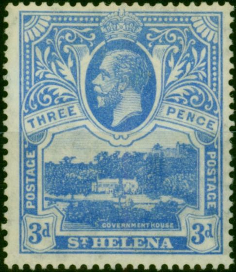 Collectible Postage Stamp St Helena 1922 3d Bright Blue SG91 Fine VLMM