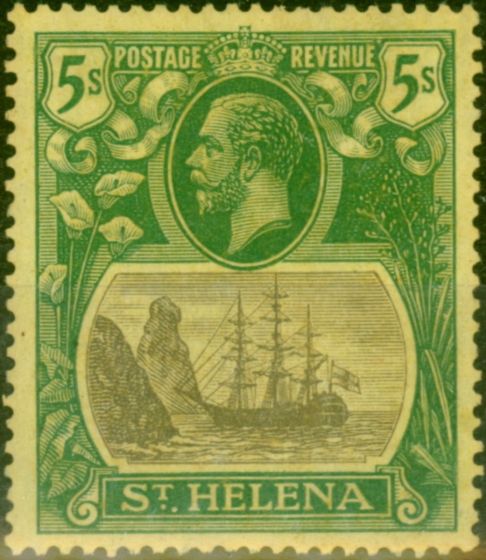 Valuable Postage Stamp St Helena 1927 5s Grey & Green-Yellow SG110 Fine & Fresh MM