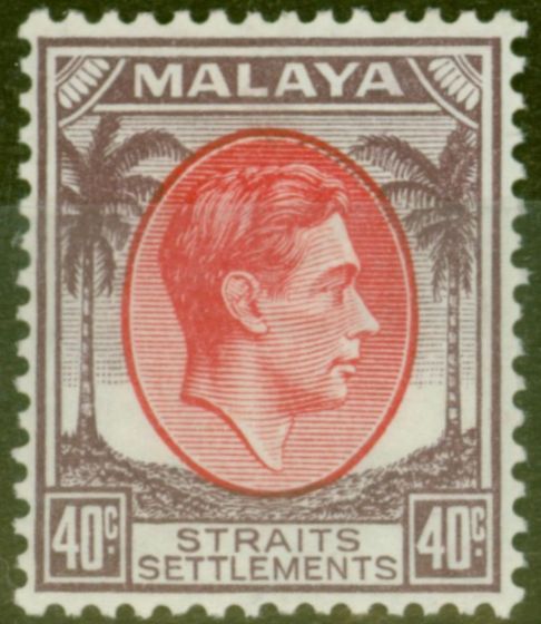 Collectible Postage Stamp from Straits Settlements 1937 40c Scarlet & Dull Purple SG288 Fine Lightly Mtd Mint