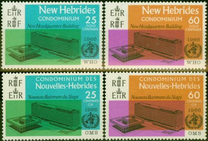 Rare Postage Stamp New Hebrides 1966 W.H.O Both Sets SG120-121 & SGF136-F137 V.F MNH