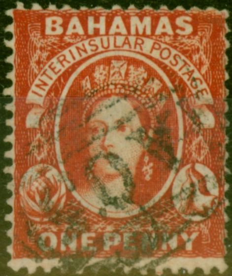 Old Postage Stamp Bahamas 1877 1d Scarlet-Vermilion SG33 P.14 Fine Used