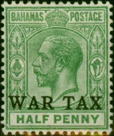 Rare Postage Stamp Bahamas 1918 1/2d Green SG91 Fine MM (2)
