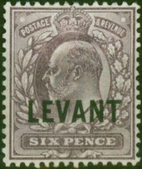 British Levant 1905 6d Slate-Purple SGL9 Fine LMM  King Edward VII (1902-1910) Collectible Stamps