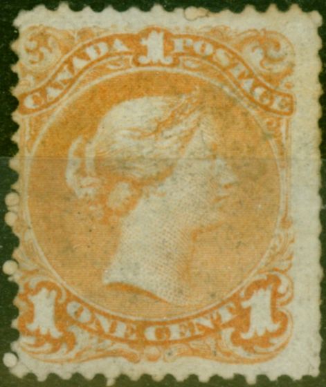 Collectible Postage Stamp Canada 1869 1c Pale Orange-Yellow SG56b Ave MM