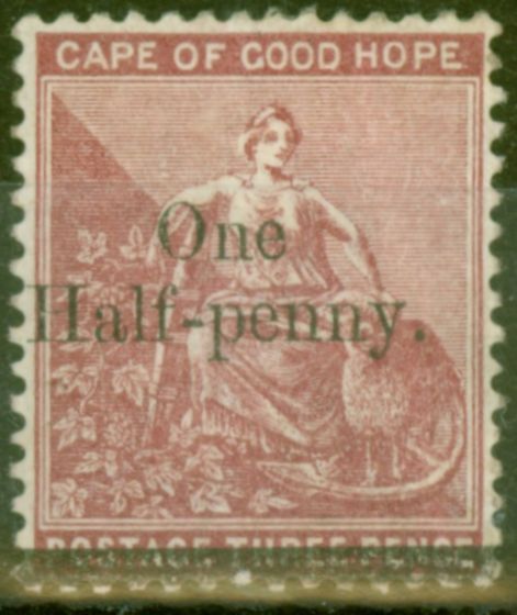 Rare Postage Stamp from Cape of Good Hope 1882 1d on 3d Dp Claret SG47 Good Mtd Mint