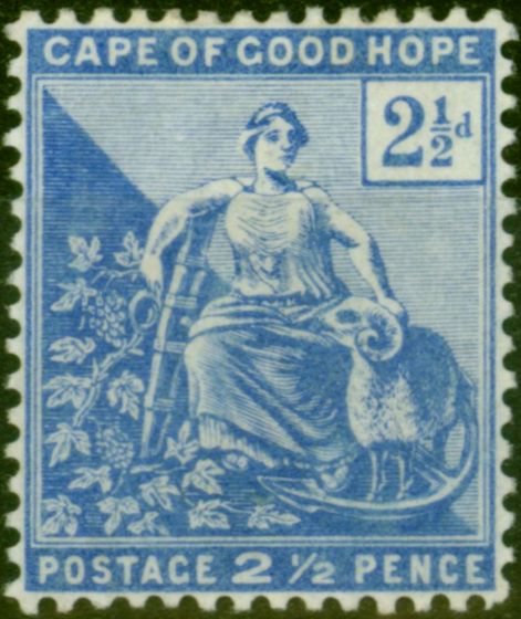 Valuable Postage Stamp from Cape of Good Hope 1896 2 1/2d Ultramarine SG63a Fine Lightly Mtd Mint