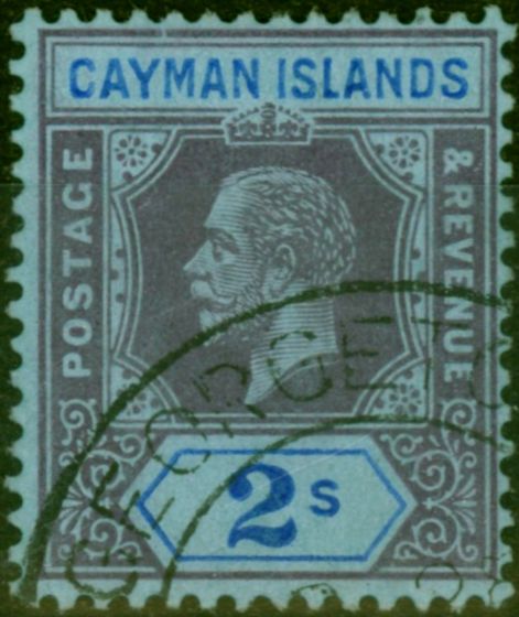 Rare Postage Stamp Cayman Islands 1912 2s Purple & Bright Blue-Blue SG49 V.F.U