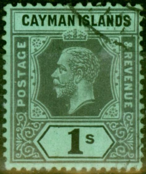 Valuable Postage Stamp from Cayman Islands 1916 1s Black & Green SG48 Fine Used