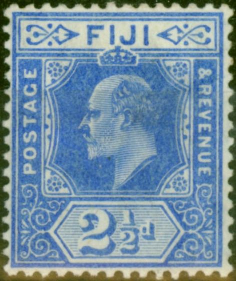 Rare Postage Stamp Fiji 1910 2 1/2d Bright Blue SG120 Fine LMM