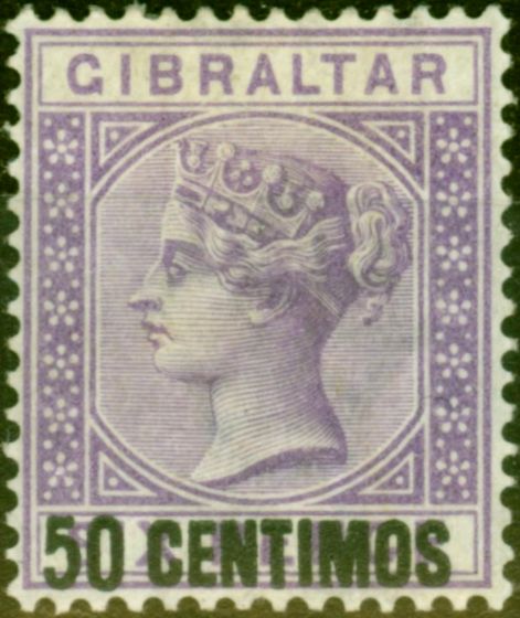 Collectible Postage Stamp from Gibraltar 1889 50c on 6d Bright Lilac SG20 Fine Mtd Mint