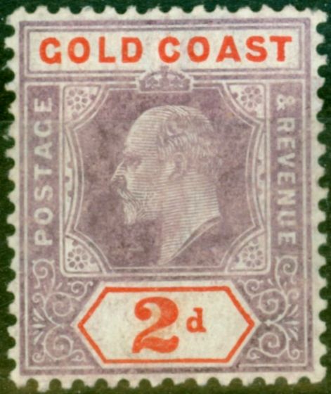 Old Postage Stamp from Gold Coast 1906 2d Dull Purple & Orange-Red SG51b Chalk Fine Mtd Mint