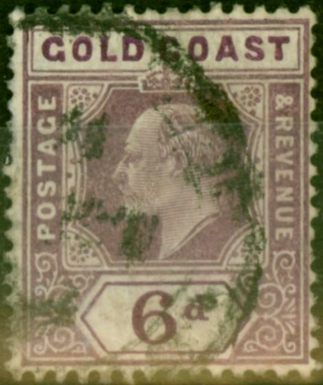 Old Postage Stamp Gold Coast 1911 6d Dull & Bright Purple SG64a Good Used
