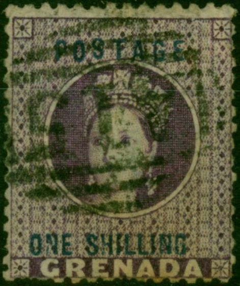 Grenada 1875 1s Deep Mauve SG13c 'Inverted S on Postage' Fine Used Scarce  Queen Victoria (1840-1901) Old Stamps