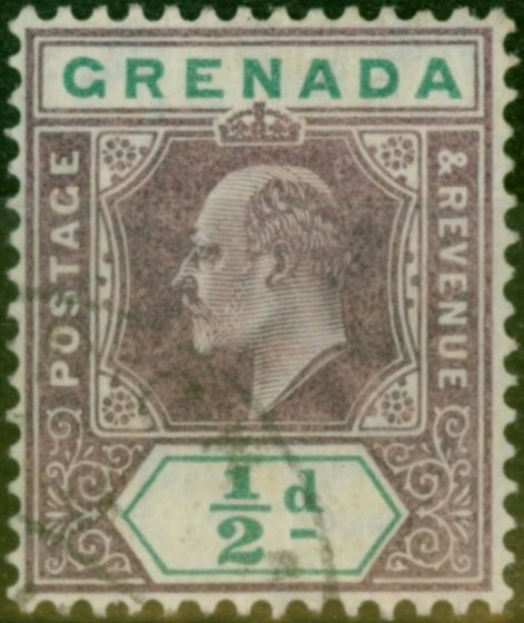 Collectible Postage Stamp Grenada 1905 1/2d Purple & Green SG67 V.F.U