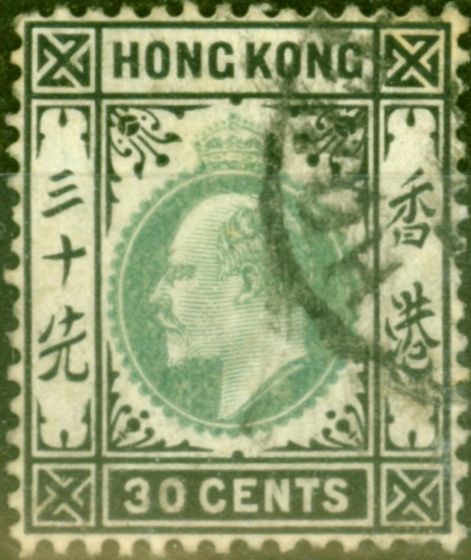 Old Postage Stamp from Hong Kong 1904 30c Dull Green & Black SG84 Fine Used