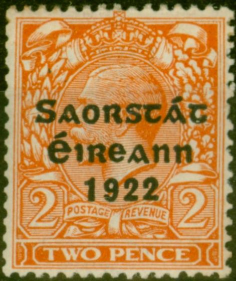 Old Postage Stamp from Ireland 1923 2d Orange SG70 Fine Mtd Mint