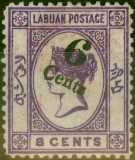 Collectible Postage Stamp Labuan 1891 6c on 8c Deep Violet SG34 Fine MM