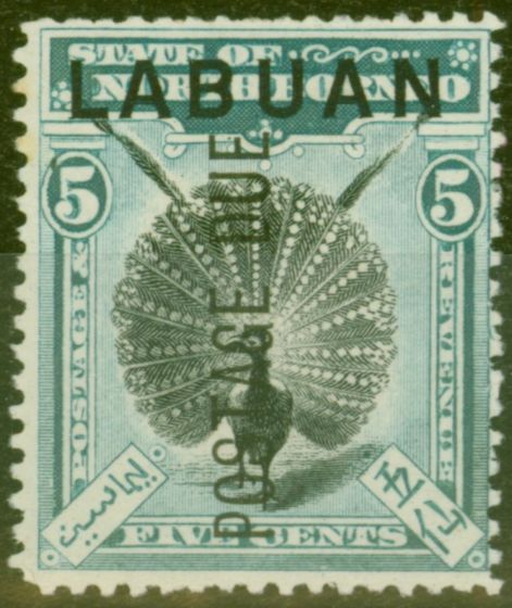 Collectible Postage Stamp from Labuan 1901 5c Black & Pale Blue SGD4 Fine Unused