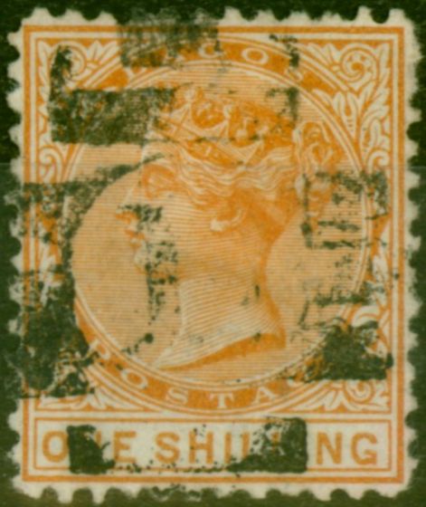 Collectible Postage Stamp Lagos 1875 1s Orange SG8a 16.5mm Good Used
