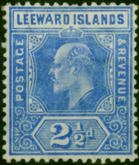 Leeward Islands 1907 2 1/2d Bright Blue SG40a 'Wide A in Leeward' Fine MM Scarce  King Edward VII (1902-1910) Valuable Stamps