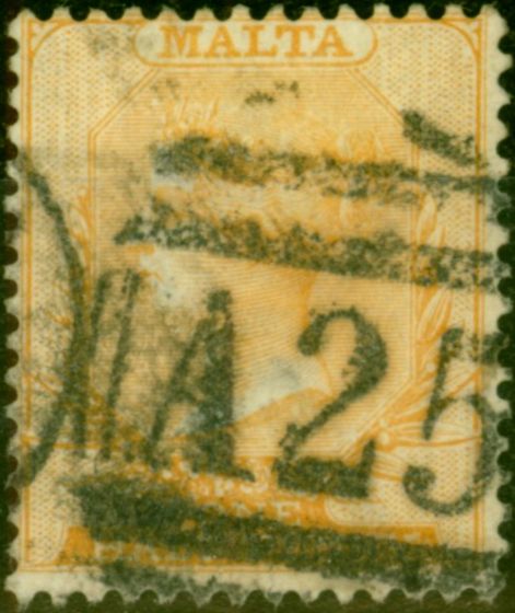 Valuable Postage Stamp from Malta 1882 1/2d Orange-Yellow SG18 Fine Used