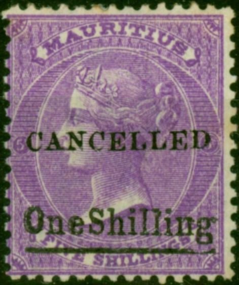 Mauritius 1877 1s on 5s Bright Mauve SG82 'Cancelled' Fine & Fresh MM . Queen Victoria (1840-1901) Mint Stamps