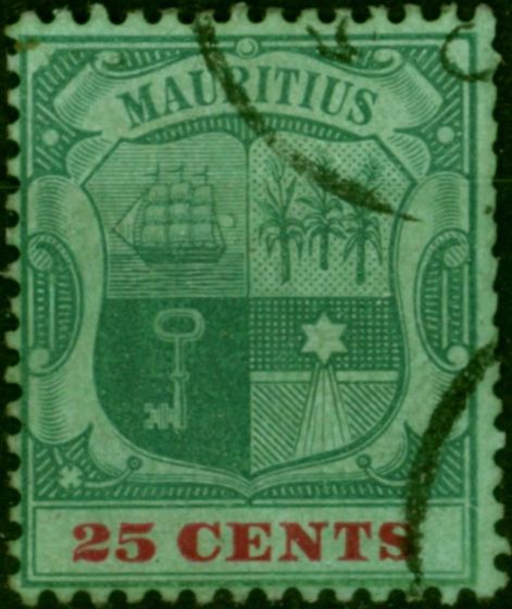 Mauritius 1902 25c Green & Carmine-Green SG151 Fine Used . King Edward VII (1902-1910) Used Stamps